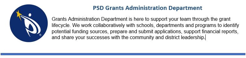 The Grants Department is here to support your team through the grant lifecycle. We work collaboratively with schools, departments and programs to identify potential funding sources, prepare and submit applications, support financial reports, and share your successes with the community and district leadership.