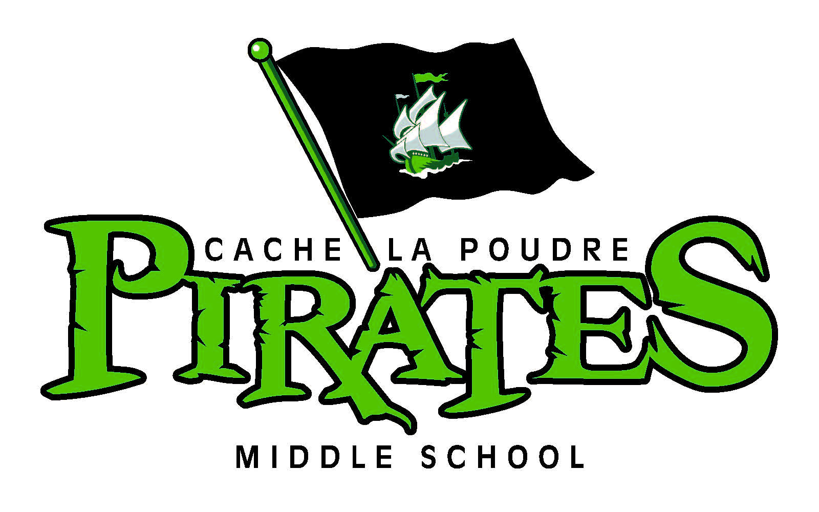 CLPMS logo with a waving pirate flag.