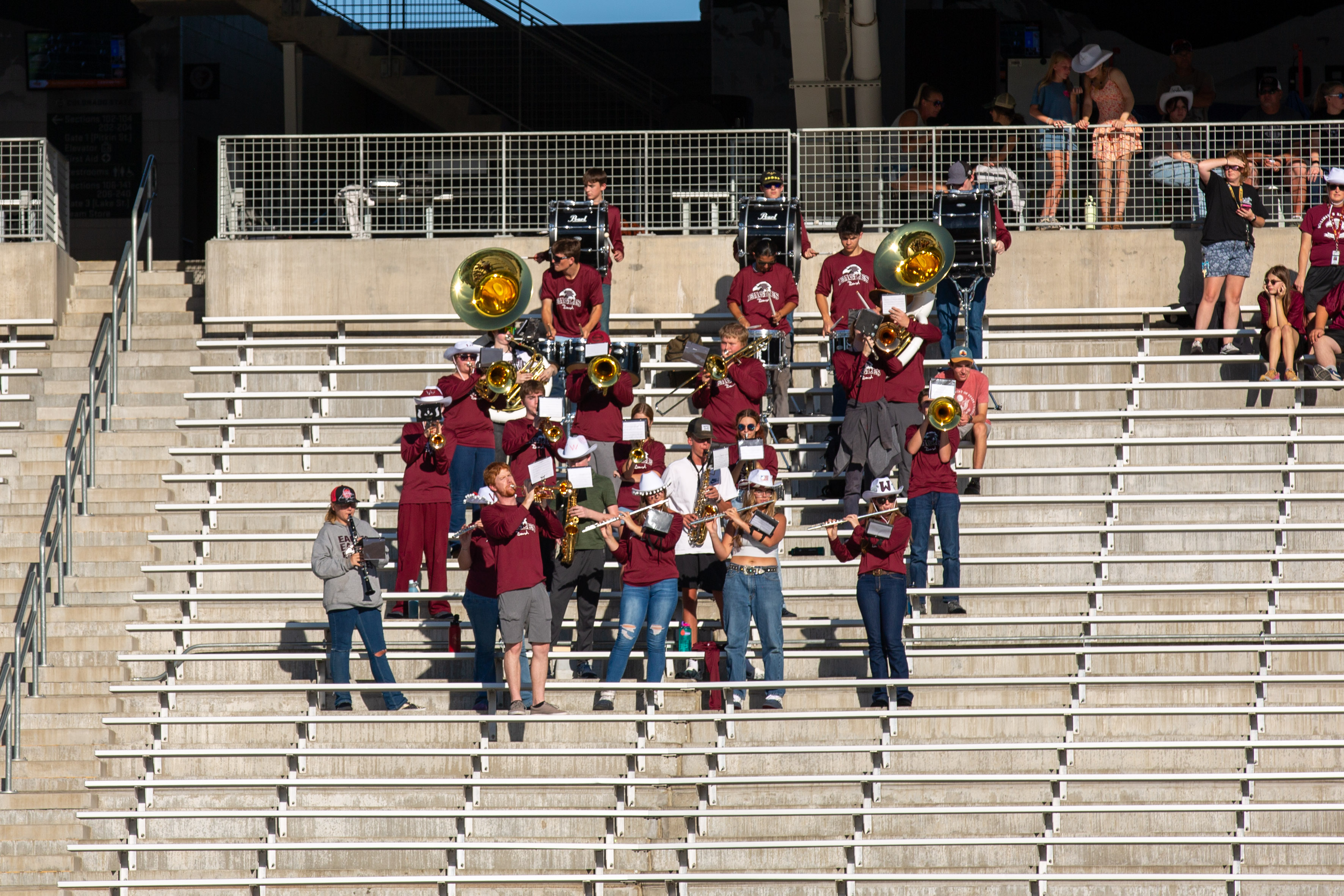 Pep band playing in the stands