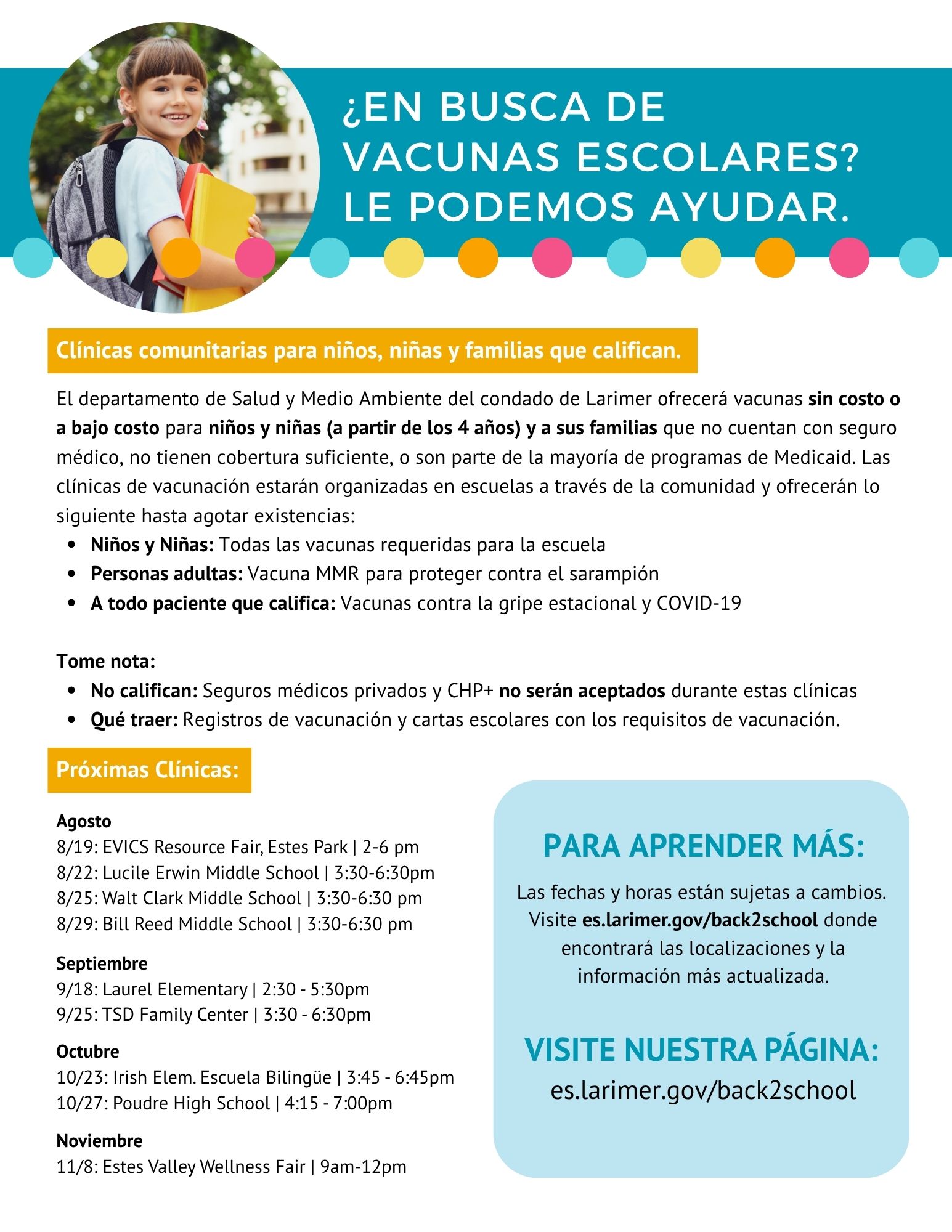 Larimer County Department of Health: Back To School Immunization Campaign Fliers