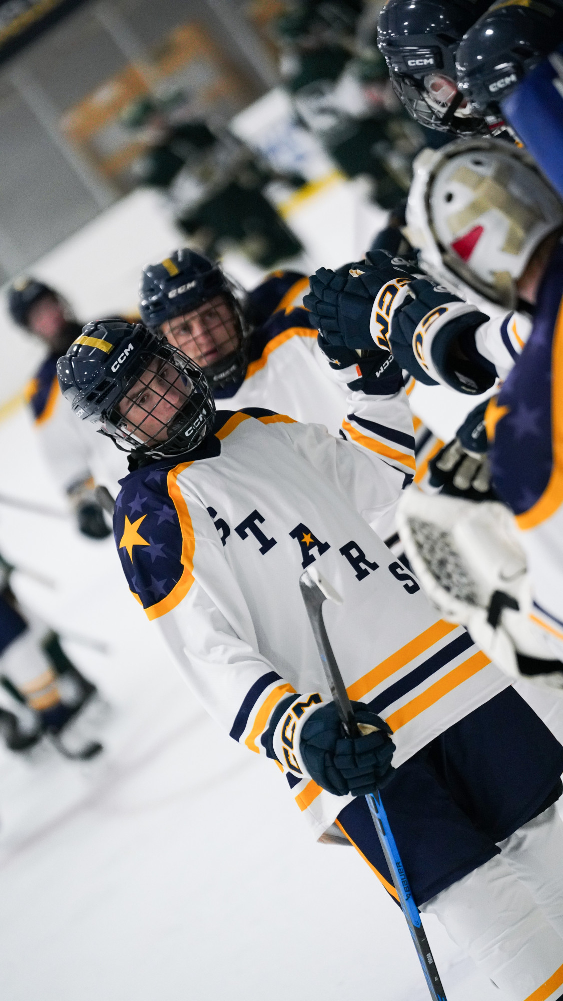 PSD Stars Hockey Star comes to the bench celebrating a goal