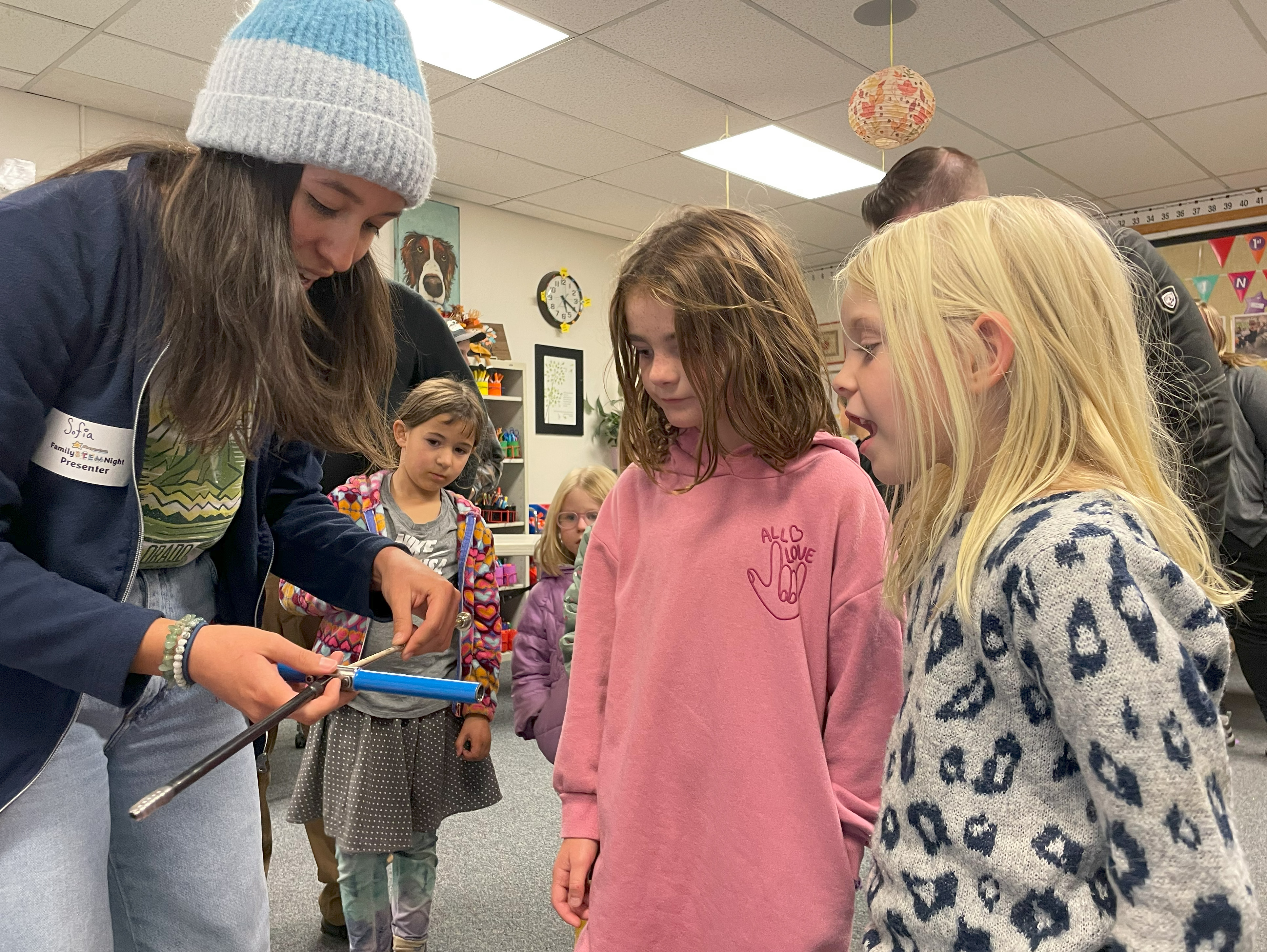 A CSU presenter shows a field technique to students. 