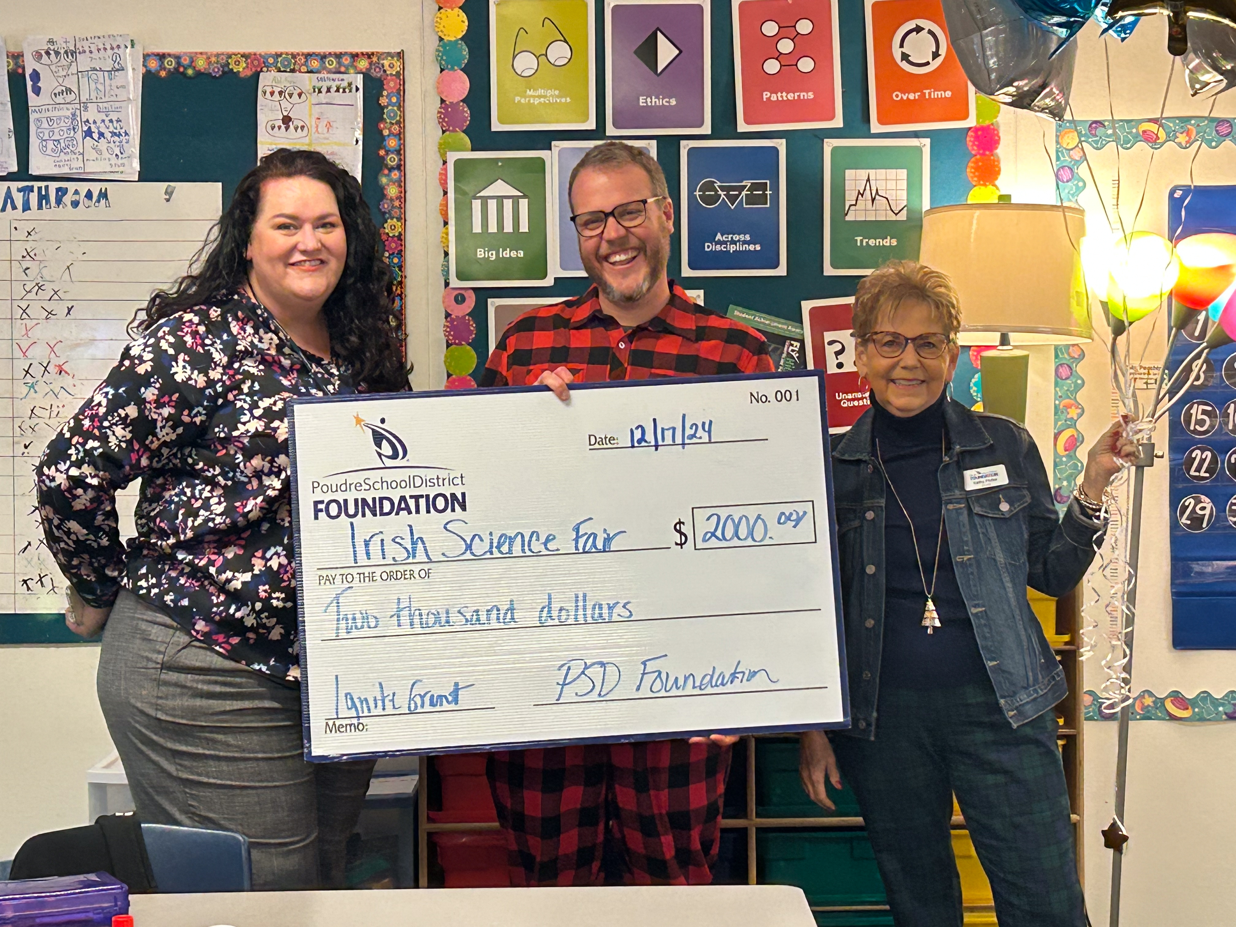 Irish Elementary receives and Ignite Grant check. 