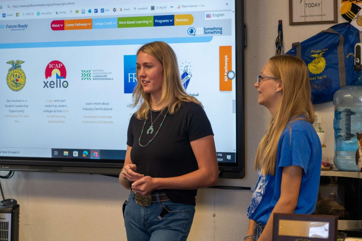 A student presents at a Career and Technical Education Advisory meeting. 