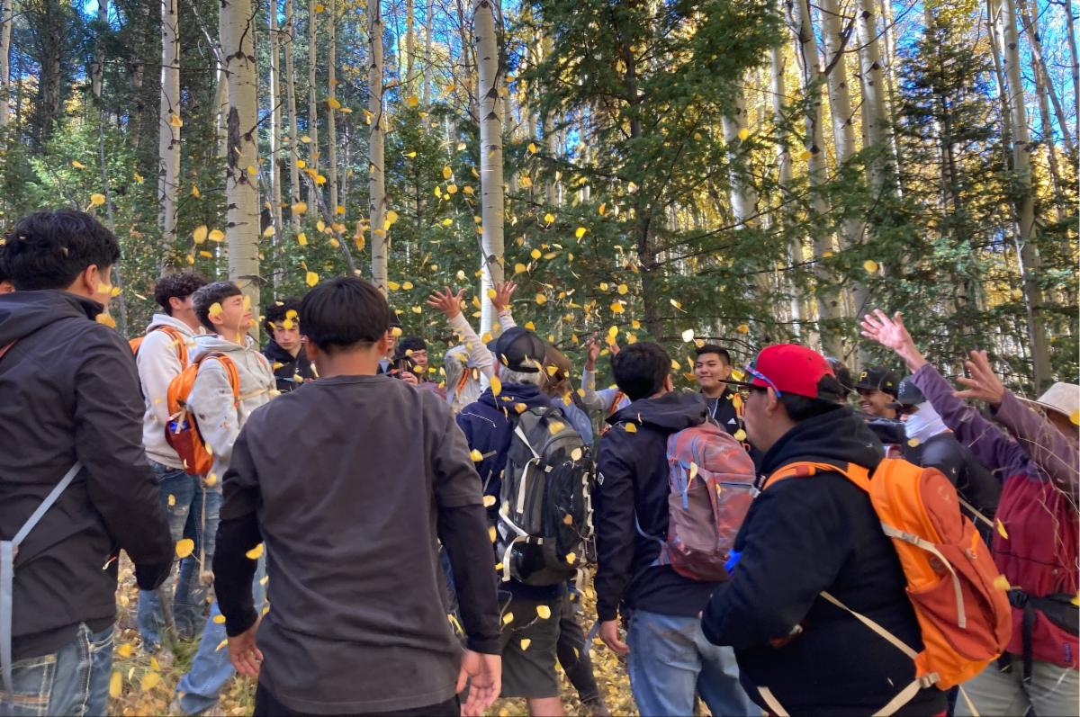 High school students on an environmental learning event. 