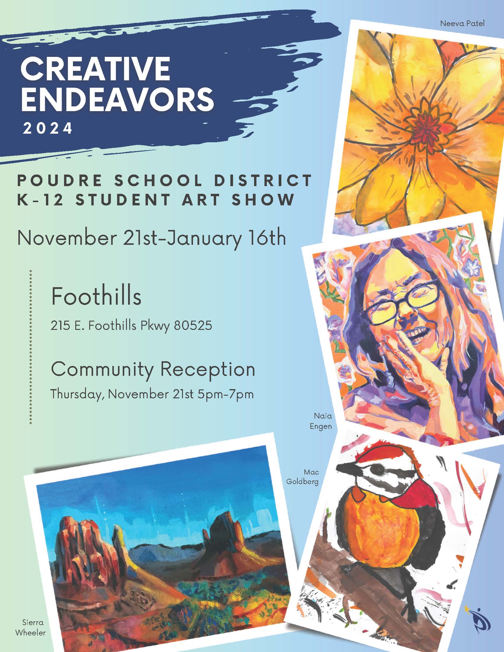 Creative Endeavors flier - text is on the web page and in linked PDF. 