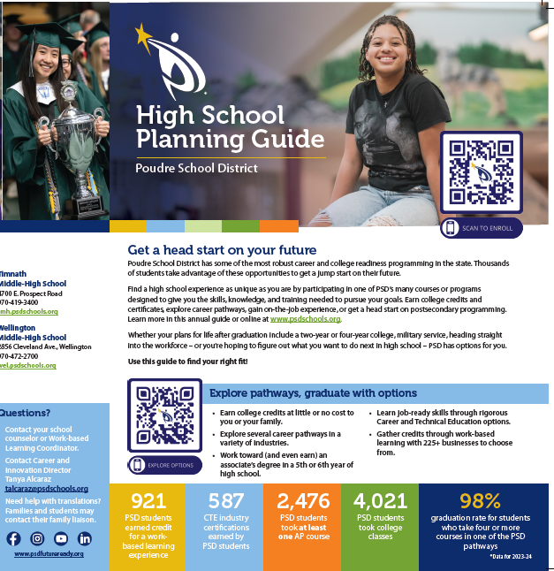 High School Planning Guide information is in the linked PDF document. 