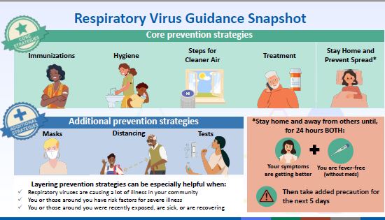 Caring for respiratory viruses graphic - information is in the linked PDF.