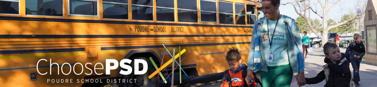 school bus with children and adult walking