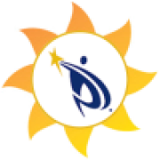 PSD logo with sun around it.