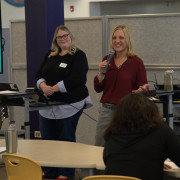 Presenters share information at the mental health summit. 